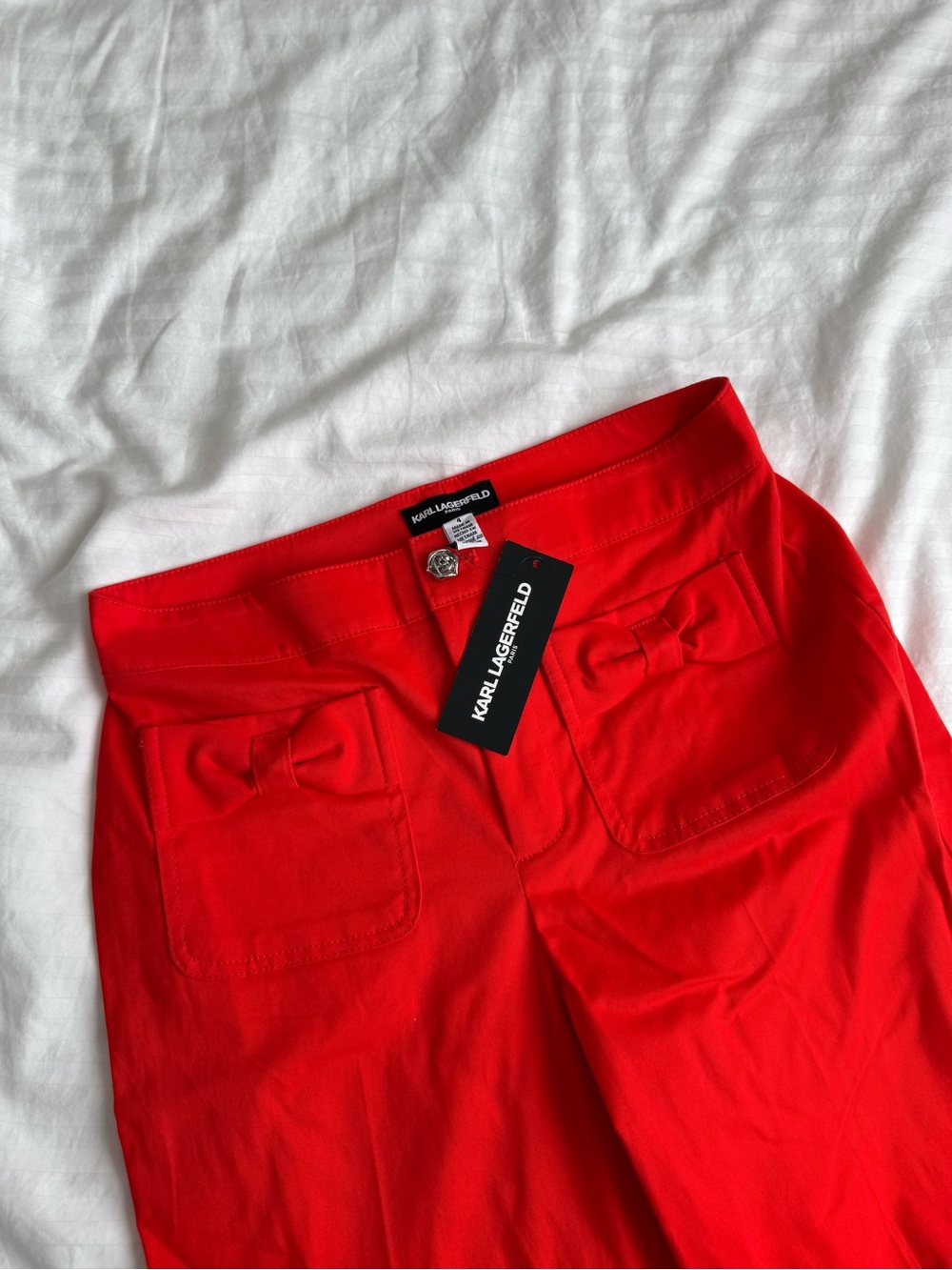 Karl Lagerfeld Paris Red Wide Leg Crop Pants — Size 4 (New with Tags)